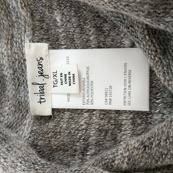 Tribal Jeans: Tan/grey ombre, cowl neck sweater. - Picture 2 of 3
